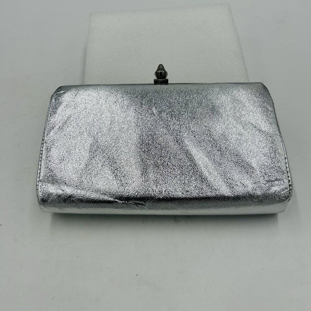 Vintage Evening Handbag Silver Metallic Clutch Purse Wallet Handbag Formal